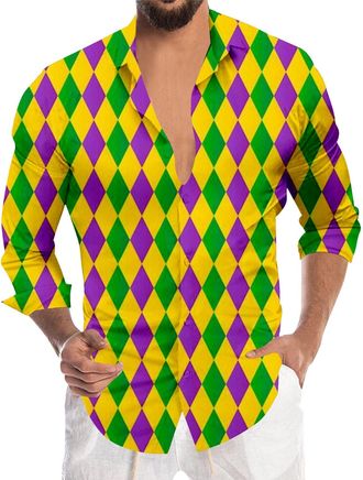 Generic Mens Sequin Shirt Long Sleeve Glitter SparkIe Shirt for Carnival Festival Party Nightclub Fancy Dress Shiny Disco Costume Tops Button Down for Men Sta