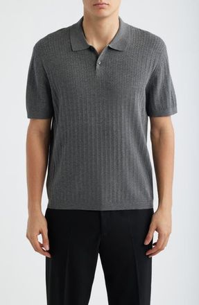 Theory Cable Knit in Light Bilen Polo in Medium Grey at Nordstrom, Size Xx-Large