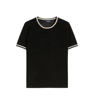Max Mara T-Shirts, female, Black, Size: XL Pure Linen Yarn Sweater