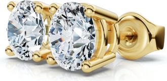 Pompeii3 1 - 6Ct TW Round Diamond Push Studs 14k Gold Earrings Lab Grown