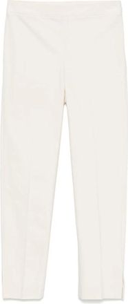 Brunello Cucinelli Witte katoenen elastische taille broek - Dames - Straight fit broeken - Wit - XS - Katoen - Broeken