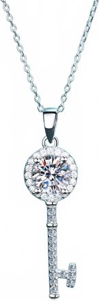 Adored Moissanite Key Pendant Necklace In White