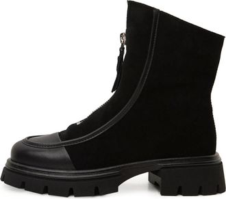 Cesare Gaspari Chunky Rits Enkellaarsjes - Dames - Enkellaarsjes - Zwart - 38 EU - Wol - Schoenen