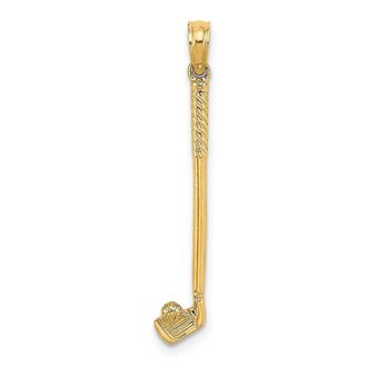 Diamond2Deal 14k Yellow Gold 3-D Single Golf Club with Ball Charm Pendant