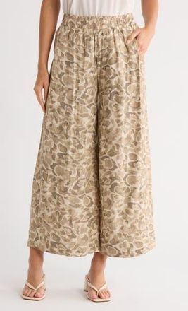 Democracy Skyrise Print Crop Wide Leg Pants in Stone Moonrock at Nordstrom Rack, Size X-Large