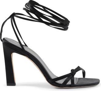 Dee Ocleppo High Heel Sandals, female, Black, Size: 9 US Black Satin Lace-up Heels