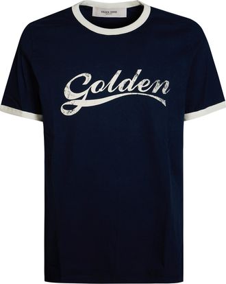 Golden Goose Contrast Ribbed Gauze Cotton Jersey T-Shirt