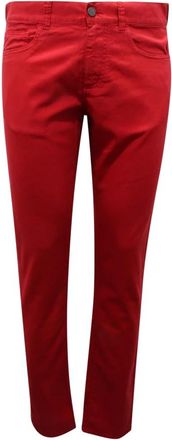 Canali Slim Fit Italiaanse Broek - Heren - Chinos - Rood - M - Broeken