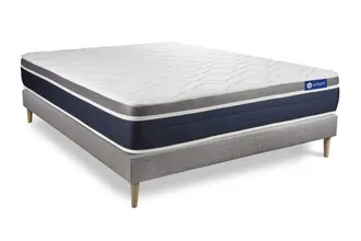 Actisom Somier gris + colch&oacute;n con l&aacute;tex y espuma viscoel&aacute;stica 180 x 200