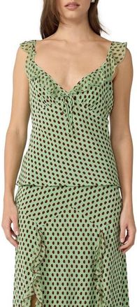 Diane Von F&uuml;rstenberg Lia Polka Dot Ruffle Trim Top in Jelly Polka Dot at Nordstrom, Size Xx-Small
