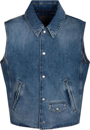 Givenchy Indigo Blue Denim Vest Jacket - Heren - Bodywarmers - Blauw - L - Denim - Jassen