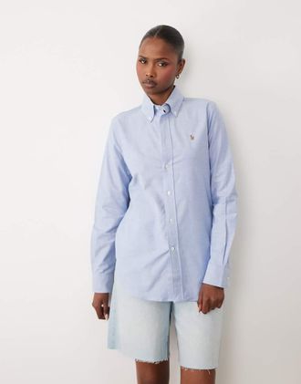 Polo Ralph Lauren Camicia Oxford slim elasticizzata a righe blu medio