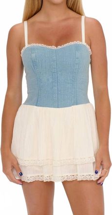 Show me your Mumu Geneva Mini Dress In Light Indigo With Cream Voile