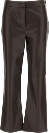 Max Mara Lederbroek - Dames - Wijde Broeken - Bruin - M - Katoen - Broeken