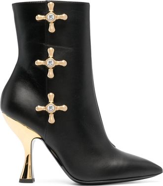 Moschino 100mm faucet-detail leather boots - women - Calf Leather/Calf Leather/Goat Skin - 38 - Black
