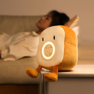 No Brand Reloj Despertador De Peluche Recargable, Un Compa&ntilde;ero Para Dormir Para Ni&ntilde;os, Un Reloj Despertador Con Forma De Tostada Para Estudiantes, Una Luz Noct