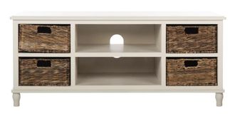 Safavieh Soporte multimedia de madera de pino blanco