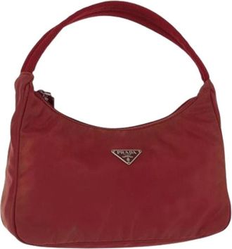 Prada Pre-owned Shoulder Bags, female, Red, Size: ONE SIZE Pre-owned Nylon Shoulder Bag