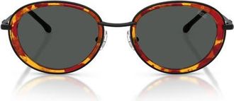 Diesel DL1018 51mm Oval Sunglasses in Matte Black /Dark Grey at Nordstrom