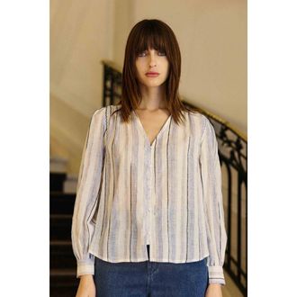 La petite &eacute;toile Gestreepte V-hals blouse met lange mouwen, BLAIKE
