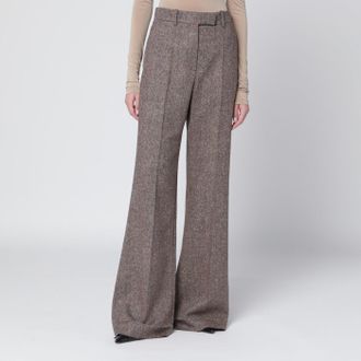Valentino Ivory/brown patterned wool trousers