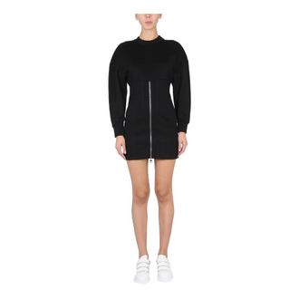 Alexander McQueen Alexander McQueen, Short Dresses, female, Black, Size: S Mini Dress With Cocoon Sleeves
