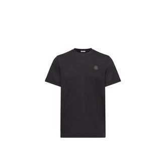 Moncler Moncler Double Leather Logo Cotton T-shirt, Men, Blue, Size: 3xl