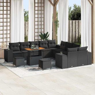 vidaXL Conjunto De Sof&aacute; De Jard&iacute;n 13 Pcs Negro 90 X 55 X 71 Cm Vidaxl