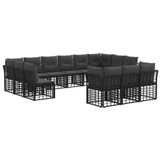vidaXL Conjunto De Sof&aacute;s De Exterior Negro Y Gris Oscuro Poli&eacute;ster Vidaxl