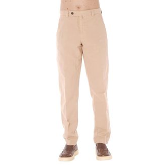 Berwick 1707 Chinos, male, Beige, Size: XL Pantalone dritto ventre piatto in cotone e lino
