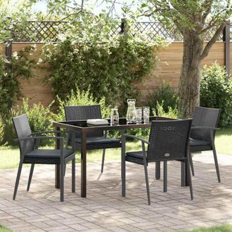 vidaXL Conjunto De Comedor De Jard&iacute;n 5 Pcs Negro Polirat&aacute;n Vidaxl