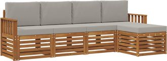 vidaXL Conjunto De Sof&aacute;s De Exterior 5 Uds. Natural Y Gris Claro Vidaxl