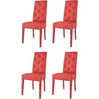 Tommychairs Tommychairs - Set 4 sedie modello Chantal per cucina e sala da pranzo, struttura in legno di faggio verniciata in rosso, seduta e schienale con