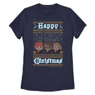 Harry Potter Womens Harry Potter Main Trio Ugly Sweater Graphic T-Shirt in Navy Blue at Nordstrom, Size Medium