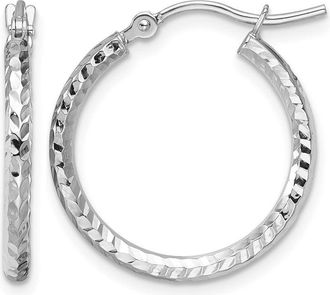 Diamond2Deal 10k Gold Diamond-cut 2mm Round Tube Hoop Earrings
