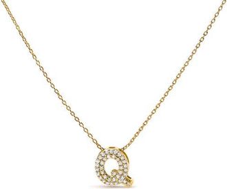 House of Brilliance 10K Gold Diamond Accent A-Z Initial Bubble Pendant Necklace in Yellow | Q at Nordstrom