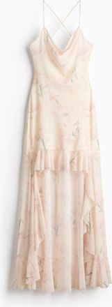 H&M Mesh High-low Dress in Light Beige/floral at Nordstrom, Size X-Small