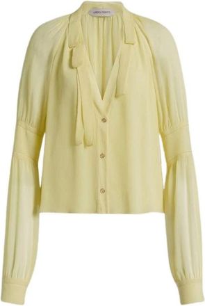 Alberta Ferretti Zijden Crepon Blouse - Dames - Overhemden - Geel - S - Overhemden