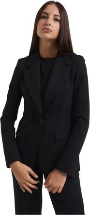 Manila Grace Jassen, Dames, Zwart, XS, Polyester, Zwarte jas met klassieke revers