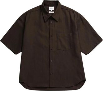 Norse Projects Ulriken Oversized Katoen Linnen Overhemd - Heren - Korte mouwen Overhemden - Bruin - M - Katoen - Overhemden