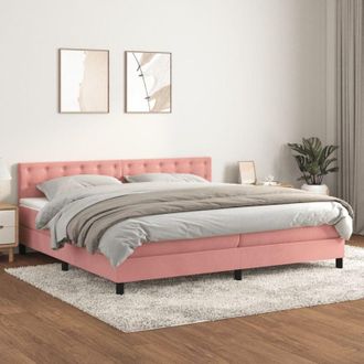 vidaXL Vidaxl - Cama Box Spring Con Colch&oacute;n Terciopelo Rosa 200x200 Cm
