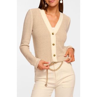 Ramy Brook Huda Mixed Media Cardigan in Sandstone Tweed at Nordstrom, Size Xx-Small