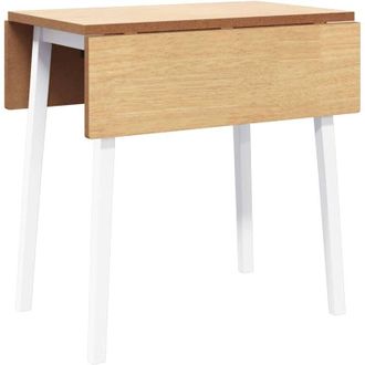 vidaXL Mesa De Comedor De Madera Maciza De Caucho Blanco Vidaxl