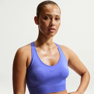 Nike Womens Nike Pro Seamless Dri-FIT Cropped Tank Top in Blue | IB9414-570