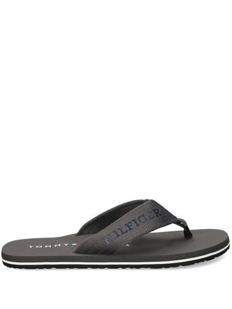 Tommy Hilfiger Webbing teenslippers met logoprint - Grijs