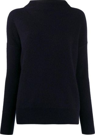 Vince Blauwe Cashmere Funnel Neck Sweater - Dames - Cashmere truien - Blauw - XL - Kasjmier - Truien & Vesten