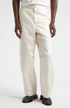 Bode Roping Silk Twill Tuxedo Trousers in Ecru at Nordstrom, Size 36