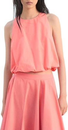 Mango Bubble Hem Sleeveless Cotton Top in Coral Red at Nordstrom, Size 8
