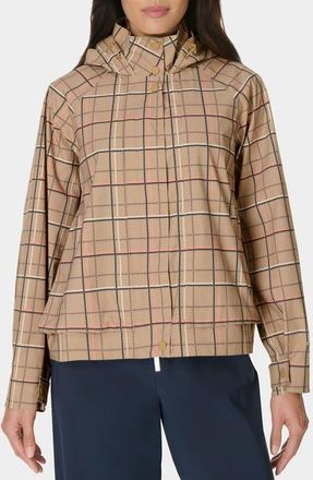 Sweaty Betty Motion Waterproof Parka in Beige Hounds Check Print at Nordstrom, Size Xx-Large