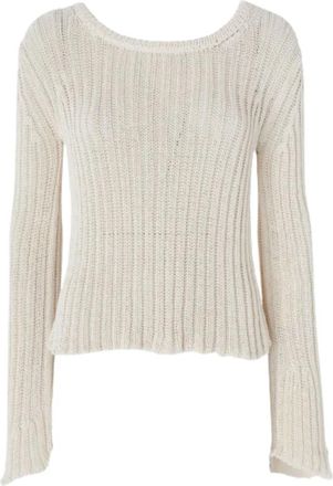 Pinko Leslie Maglia Soft Cotton - Dames - Ronde hals truien - Wit - M - Katoen - Truien & Vesten